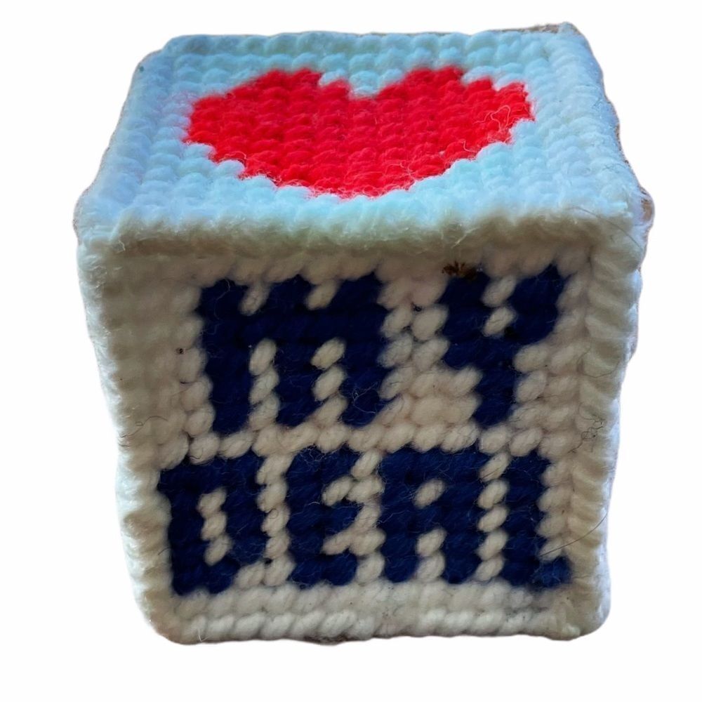 Hand Stitched Vintage Card  Game Die Large